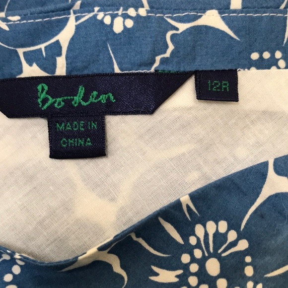 BODEN Size 12R Blue with White Printed sleeveless dress - Picture 6 of 6